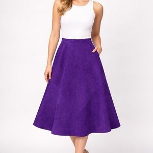 🌸 Danier Purple Suede A-Line Midi Skirt – Size 12🌸